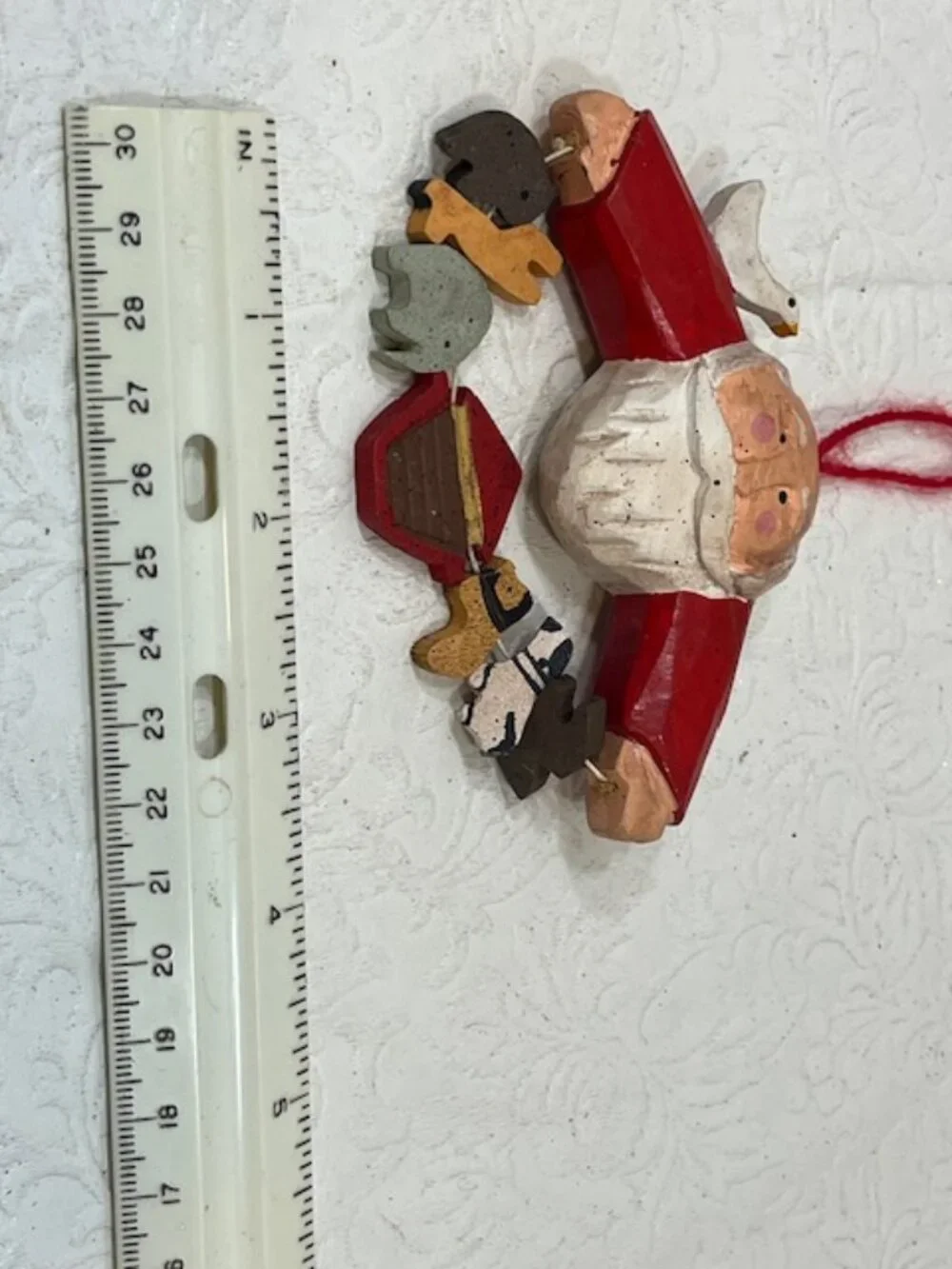 VTG Wooden Santa Noah's Ark Animals Christmas Ornament Folk Art Decor 4